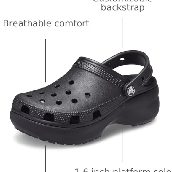 CROCS new Black Platform Clogs Unisex 

w8m6
W9m7
W10/m8 - Picture 5 of 9